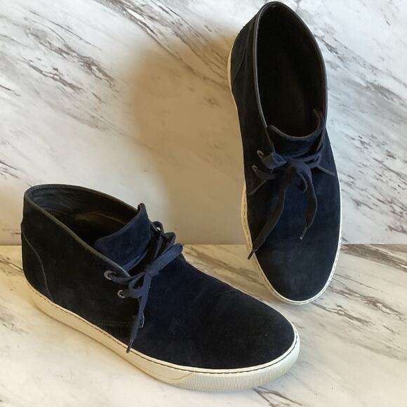 Lanvin Navy Suede Chukka Boots Men US 9 Minimalist Sneaker Sole Casual Fall Luxe - Picture 11 of 14